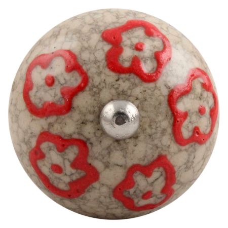 Red Embossed Tiny Flower Crackle Ceramic Wine Stopper
